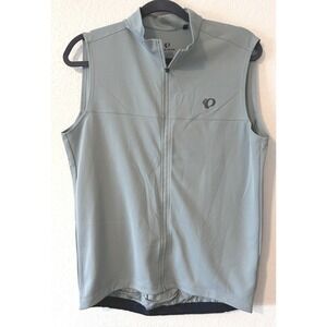 Pearl Izumi Mens Cycling Vest Grey Sage Green Full Zip Triple Back Pocket SZ L